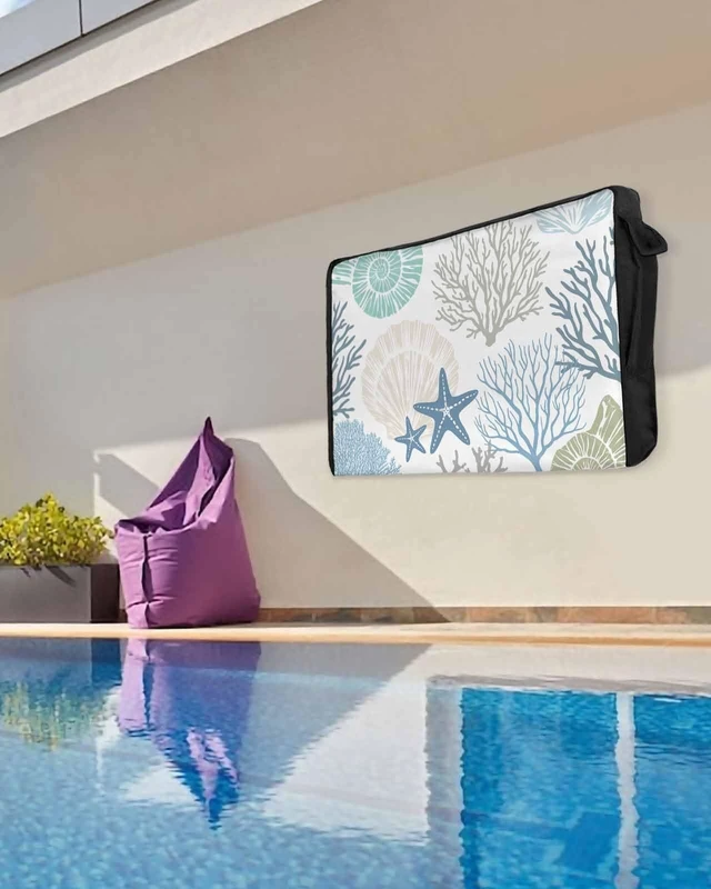 Alt view image 5 of 5 - Coastal Outdoor TV Cover 36-39 Inches, Weatherproof & Waterproof, Summer Beach Blue Teal Coral, Nautical Starfish Screen Protectors