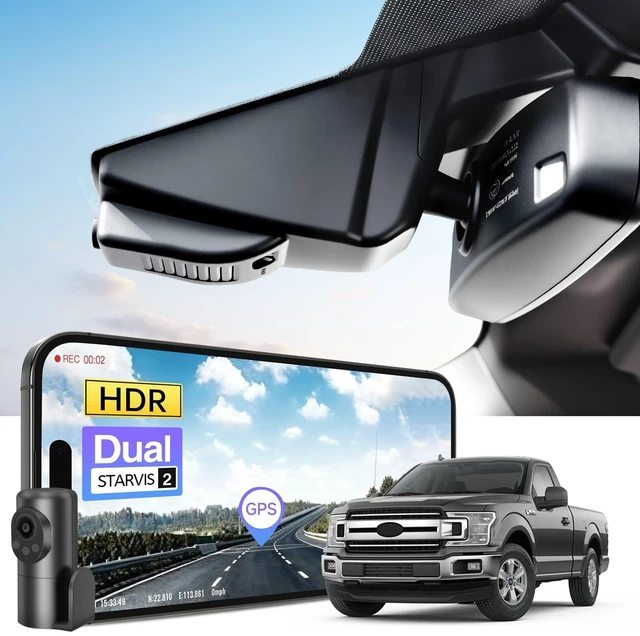 Main image of mangoal 4K Front & 2K Rear 2 Channel HDR Dash Cam, Dual STARVIS 2 IMX678 IMX675, Custom Fit for Ford F150 2015-2020 F250/F350 Super Duty 2017-2019(Model C), 5GHz WiFi, GPS, 128GB Card