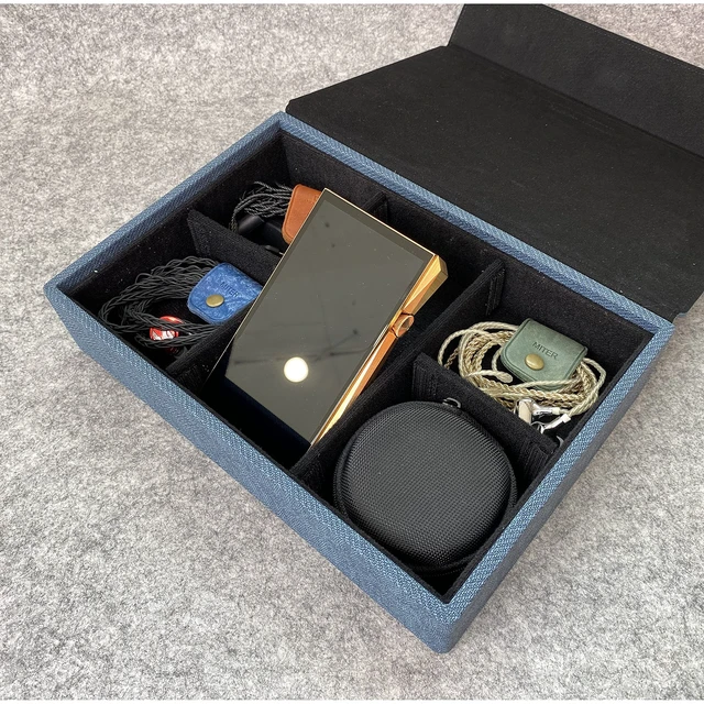 Alt view image 5 of 5 - MITER Carrying Case for FiiO iBasso Sony Shanling HiBy Cayin Astell&Kern Questyle, Handmade Acrylic Window Hard Storage Box for IEM Earphones + Audio Player (Black-6 Earphone Slot)
