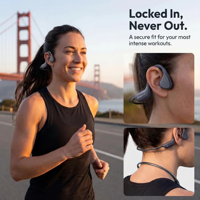Alt view image 3 of 5 - QZYCY Bone Conduction Headphones, Bluetooth 5.4 Open-Ear Sports Headphones