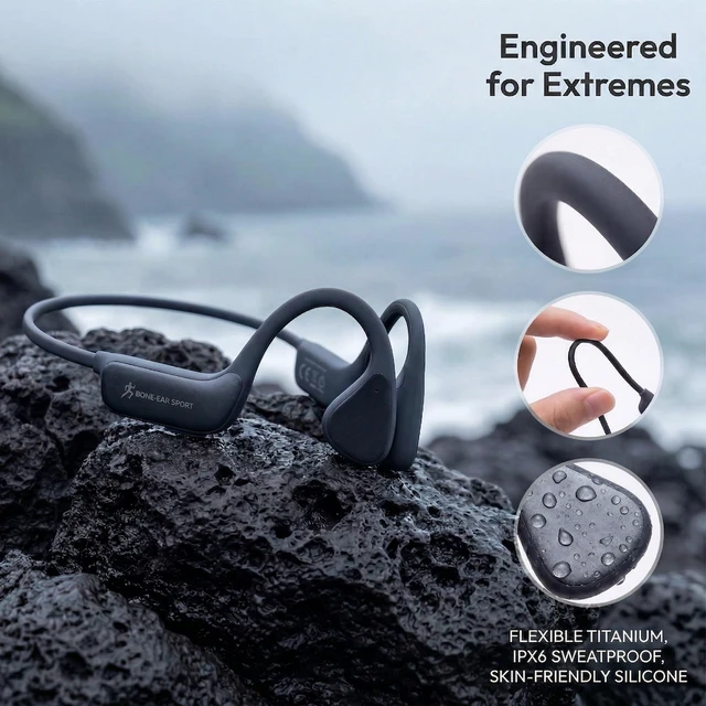 Alt view image 4 of 5 - QZYCY Bone Conduction Headphones, Bluetooth 5.4 Open-Ear Sports Headphones