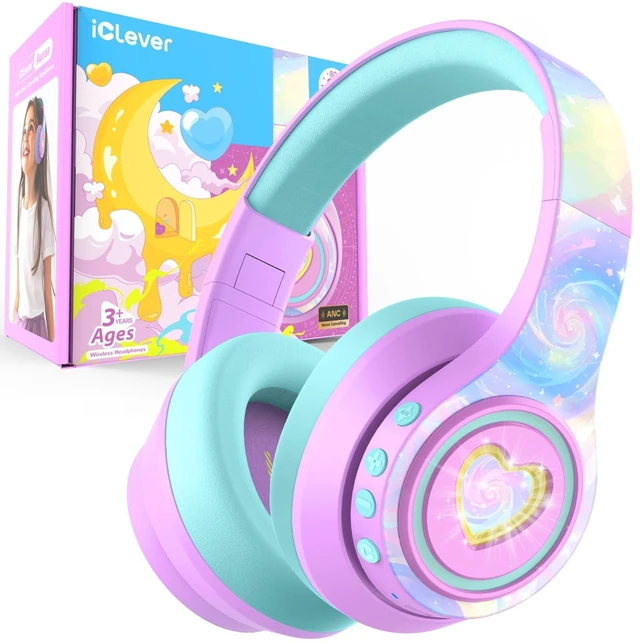 Main image of iClever Noise Cancelling Headphones for Kids Bluetooth 75H Play LED Lights