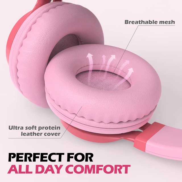 Alt view image 3 of 5 - Kids Wired Headphones with Mic for School Girls Women, 3.5mm Jack, Pink