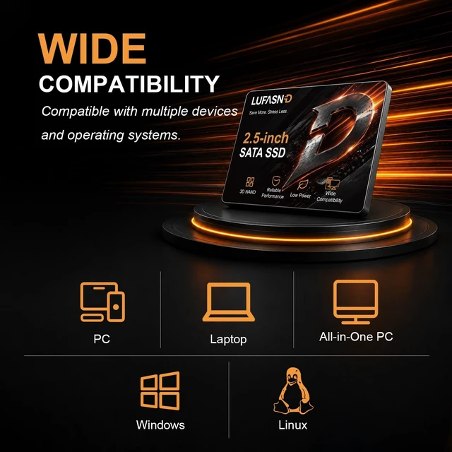 Alt view image 4 of 5 - Lufasnd Internal 128GB SATA SSD, 2.5 Inch SSD SATA III 6Gb/s, Solid State Drive, Up to 520MB/s Read Speed, 3D NAND Flash, Compatible with Laptop & Desktop PC