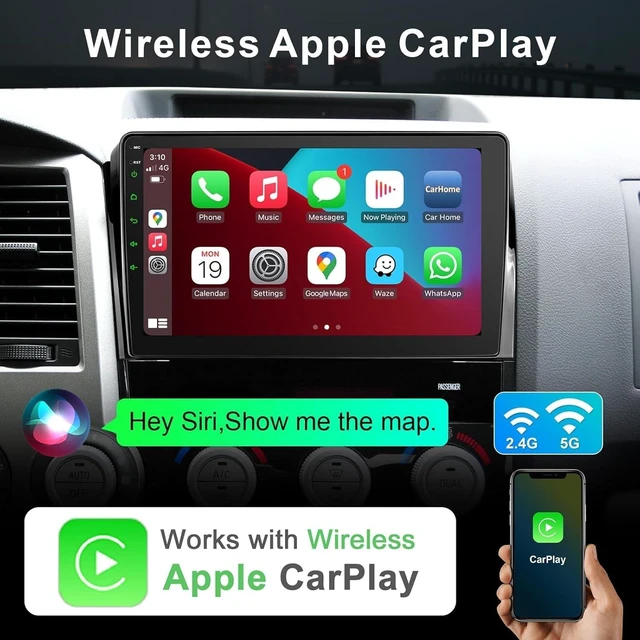 Alt view image 2 of 5 - Car Radio for Toyota Tundra 2007-2013 Sequoia 2008-2012 with Wireless CarPlay & Android Auto, 10 Inch Toyota Tundra Stereo Head Unit with BluetoothGPS Navigation FM Radio
