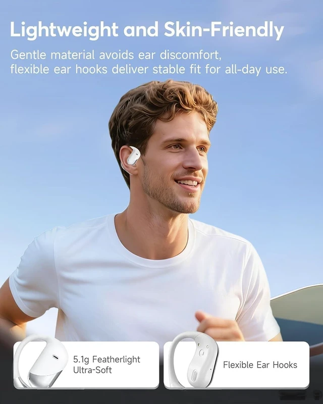 Alt view image 4 of 5 - Ultra Open Ear Headphones, Over Ear Bluetooth Bone Conduction Earbuds