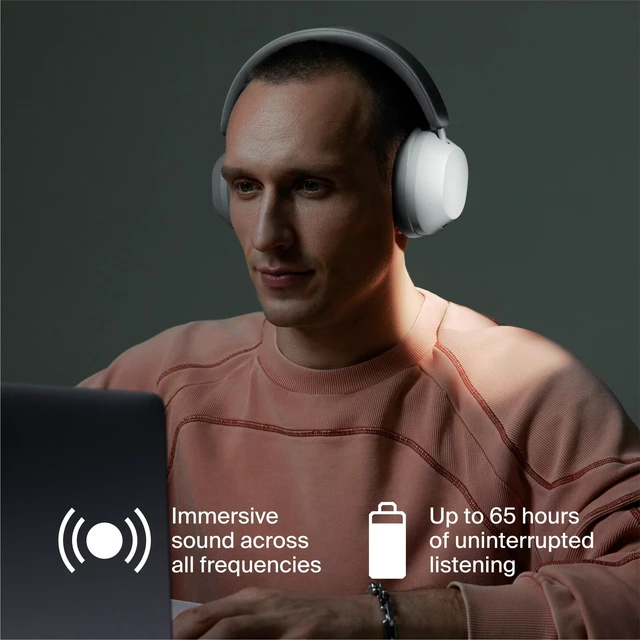 Alt view image 2 of 5 - Clemm Ambience Over-Ear Headphones, Active Noise Canceling & Transparency Mode, 65H Playtime, Bluetooth, 40mm Drivers, Built-in Mic, Memory Foam Earcups, Aux Cable Included, Graphite