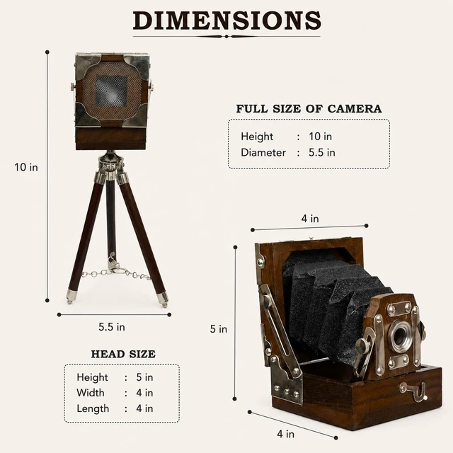Alt view image 3 of 5 - Vintage Film Camera Decor with Wooden Tripod Hollywood Studio Style Prop in Brown ^^ Antique Projector Collectible for Home Office Display & Video Shoots