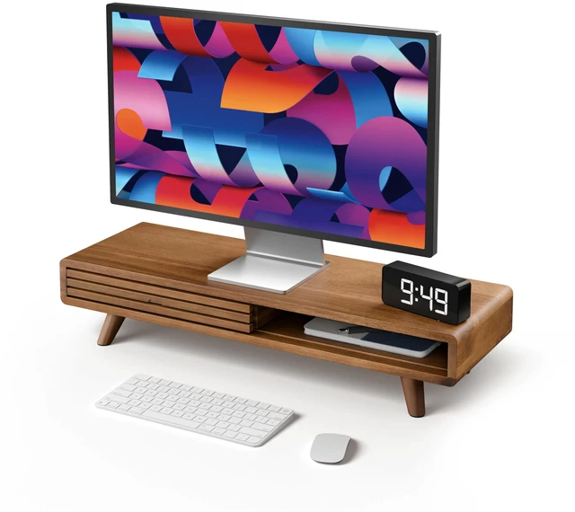 Main image of Tinamo 24" Wood Monitor Stand Riser with Sliding Door and Cable Management