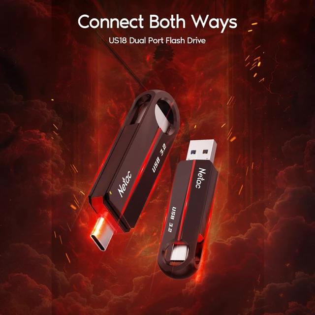 Alt view image 4 of 5 - Netac US18 128GB USB 3.2 Flash Drive, Up to 150MB/s, Dual Port Thumb Drive for Data Storage, Pen Drive with Swivel Design, Memory Stick for External Storage Data/Computer/PC/Laptop/Sound