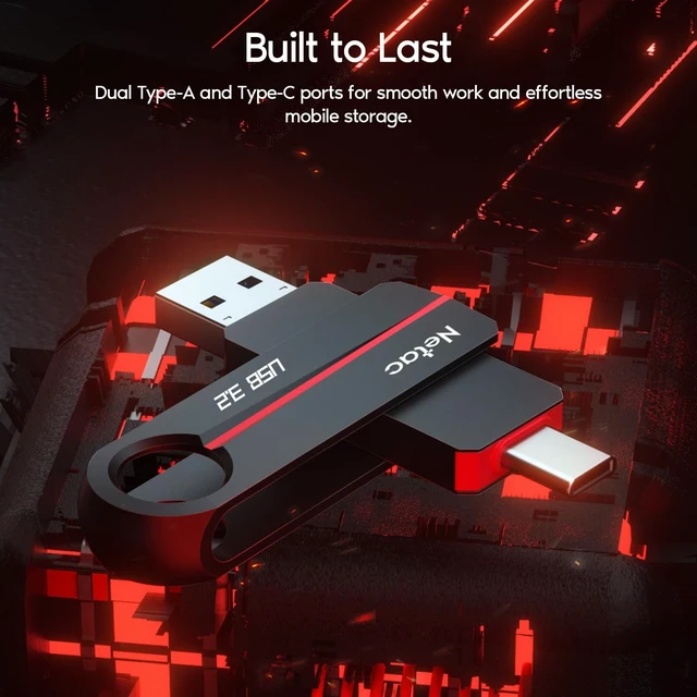 Alt view image 5 of 5 - Netac US18 128GB USB 3.2 Flash Drive, Up to 150MB/s, Dual Port Thumb Drive for Data Storage, Pen Drive with Swivel Design, Memory Stick for External Storage Data/Computer/PC/Laptop/Sound