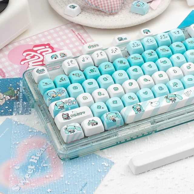 Alt view image 3 of 5 - ZERRIOY Blue Anime PBT 140keys Dye Sublimation Cute MOA Profile Keycaps