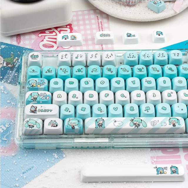 Alt view image 5 of 5 - ZERRIOY Blue Anime PBT 140keys Dye Sublimation Cute MOA Profile Keycaps