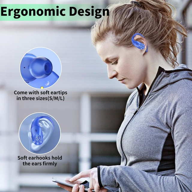 Alt view image 5 of 5 - Orancu Wireless Earbuds with Ear Hooks 96H Playtime for iPhone Android