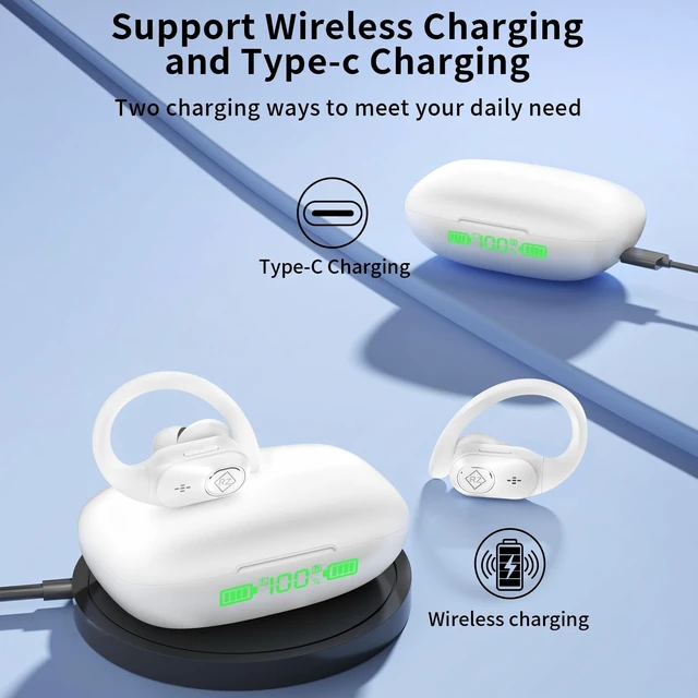 Alt view image 3 of 5 - Orancu Wireless Earbuds with Ear Hooks 96H Playtime for iPhone Android