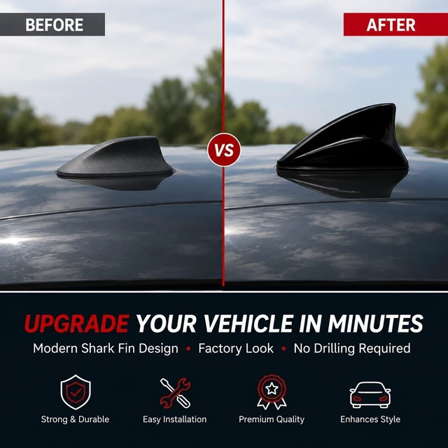 Alt view image 5 of 5 - Takilma Shark Fin Antenna Cover for car Vehicle Shark Fin Shape Cover fit for Most Sedan,SUV, Truck, Van (Black)