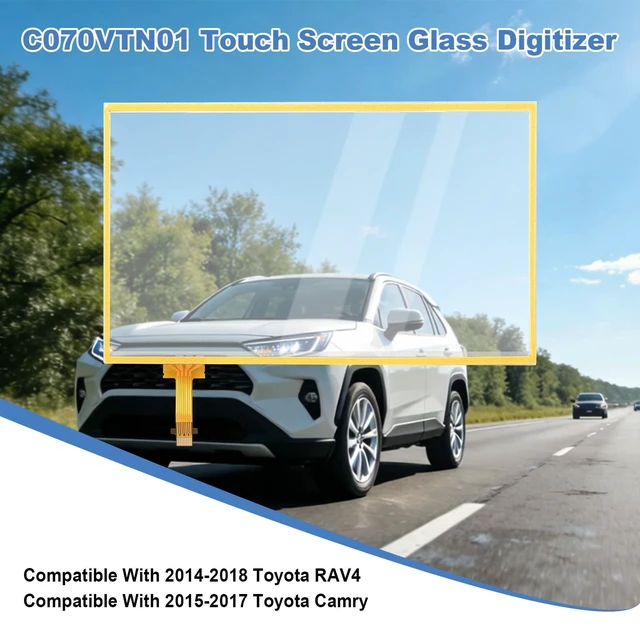 Alt view image 2 of 5 - C070VTN01 Navigation Touch Screen Glass Digitizer, Compatible with 2014-2018 Toyota RAV4 2015-2017 Toyota Camry, 7 Inch 12-Pin Touchscreen Glass Digitizer