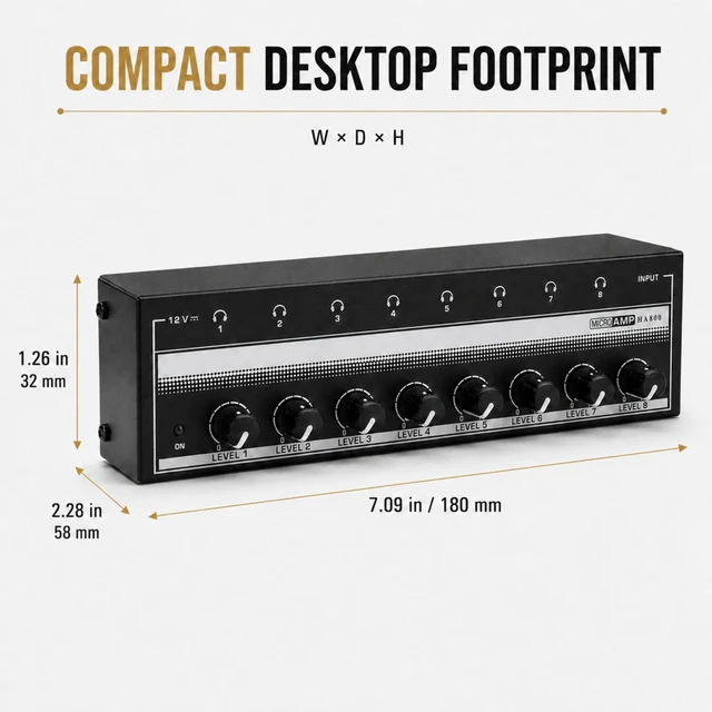 Alt view image 5 of 5 - EAJONC 8-Channel 6.35mm Stereo Headphone Amplifier with Volume Control