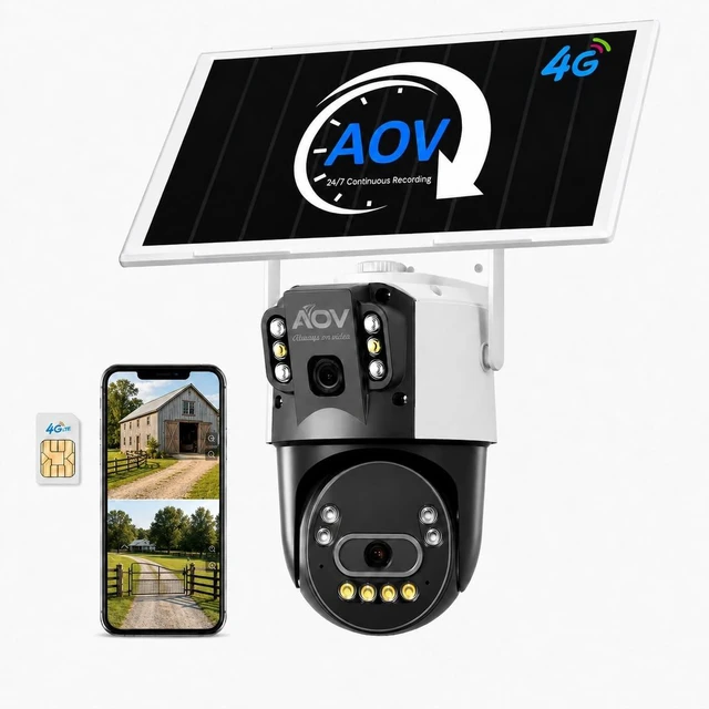 Main image of JideTech 4G LTE Solar Security Camera, Dual Lens 6MP PTZ Outdoor, 8W Solar Panel, 16000mAh Battery, AOV(Always-On Video), Colour Night Vision, AI Human Detection, Two-Way Audio (No WiFi)