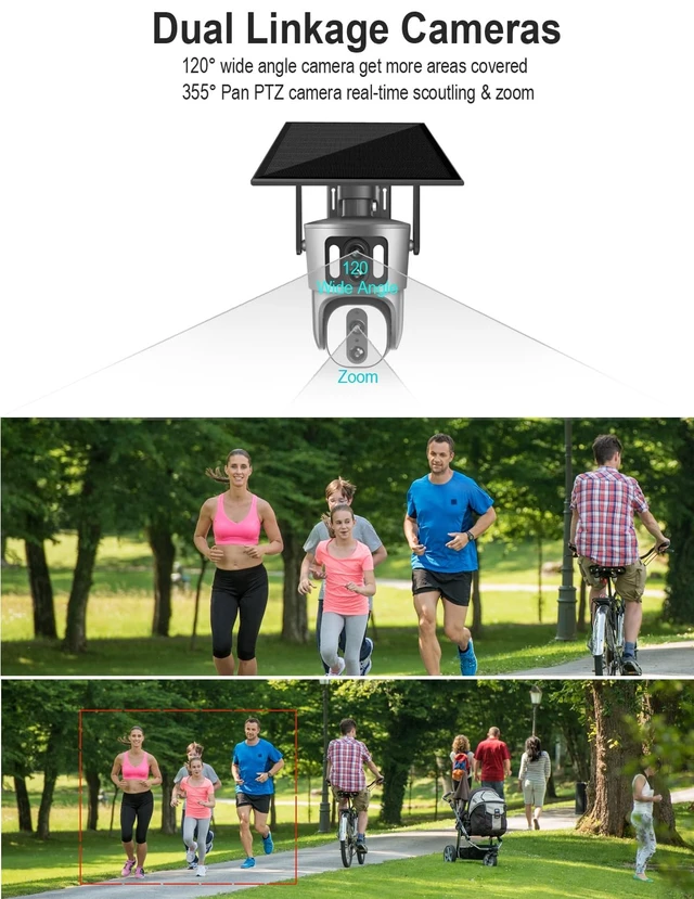 Alt view image 3 of 5 - Sky Tower 4MP UHD 4G/5G LTE Cellular Wireless Dual Cameras Solar Panel Waterproof Two-Way Talk Outdoor Surveillance Cameras, Cloud Storage & Free Data (4MP Digital 20X Zoom)