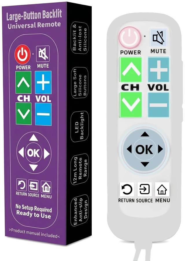 Main image of HIQAQWUA Backlit Big Button Remote for LG TVwith White Silicone Cover