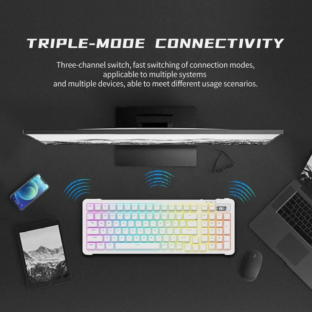 Alt view image 5 of 5 - ROYALAXE Compute Keyboard, Wireless Gaming Keyboard with Triple Mode
