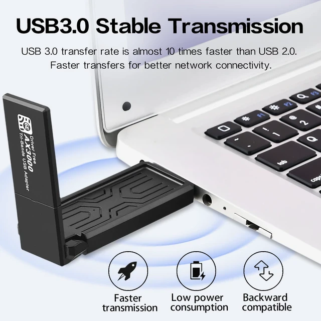 Alt view image 4 of 5 - Gaming USB WiFi Adapter for PC, Tri-Band WiFi 6E Wireless Network Dongle