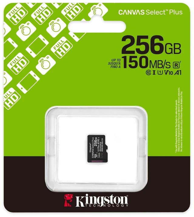 Alt view image 3 of 5 - Kingston Canvas Select Plus Micro SD Memory Card 256GB micSDXC Gen3 150R A1 SD Adapter Not Included - SDCS3/256GBSP
