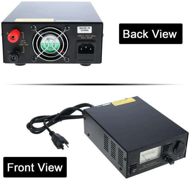 Alt view image 3 of 5 - NORJIN 13.8V 30A DC Power Supply, Analog Regulated Bench Power Converter with Car Cigarette Lighter Socket & Noise Offset, AC to DC Converter for HAM Radio, CB Radio, Lab & Hobby Use