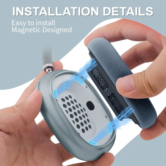 Alt view image 3 of 5 - Ear Cushions for AirPods Max, Original Silicone Noise Reduction (Blue)