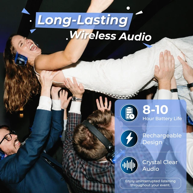 Alt view image 5 of 5 - Silent Tech Silent Disco Headphones RF309 Wireless 3 Channel Silent Disco Headset Compatible with TX-50-RF & TX-60-RF Transmitters Foldable Rechargeable RGB LED Party Headphones