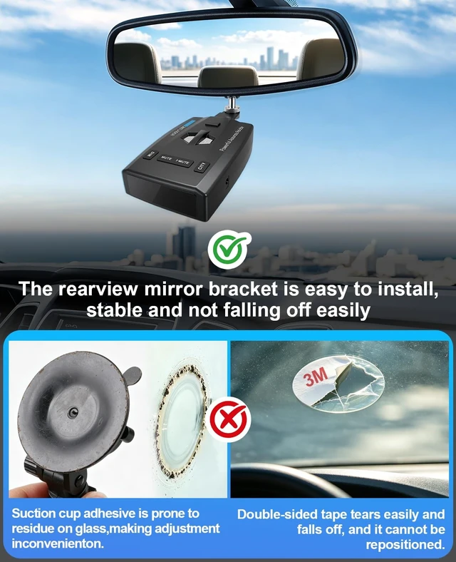Alt view image 2 of 5 - Xislet Universal Radar Detector Mount, Rearview Mirror Rod Radar Bracket