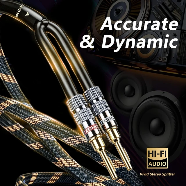Alt view image 5 of 5 - HHDZI 14 AWG OFC Speaker Cable with Interchangeable Banana and Spade Tips