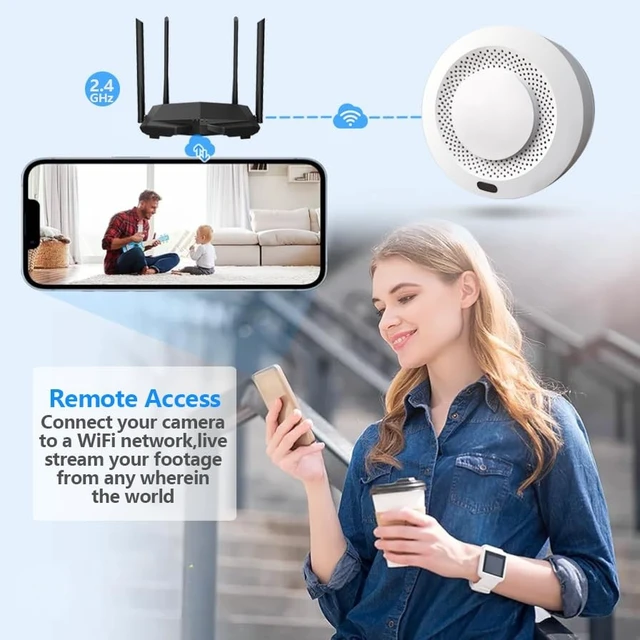 Alt view image 5 of 5 - LIRHIQYGF Hidden Camera Smoke Detector WiFi 1080P Home Security Cam