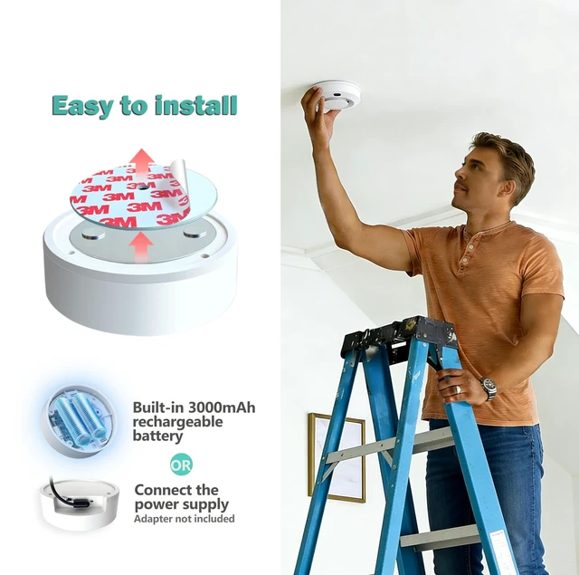 Alt view image 4 of 5 - LIRHIQYGF Hidden Camera Smoke Detector WiFi 1080P Home Security Cam