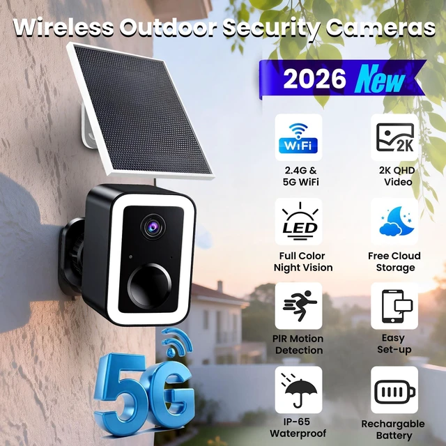 Alt view image 5 of 5 - aidowocam Solar Power Outdoor Cameras Wireless Security Camera with Color Night Vision, WiFi 5G & 2.4G (1 Pack/Solar Panel)
