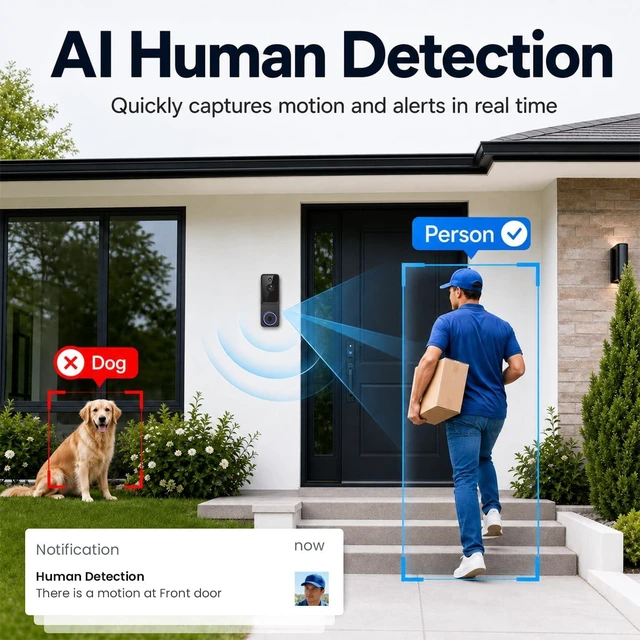 Alt view image 4 of 5 - Doorbell Camera Wireless, 1080P Video Doorbell Camera Battery Powered