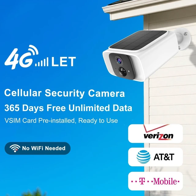 Alt view image 2 of 5 - 4G LTE Cellular Security Camera Outdoor Wireless, 365-Day Unlimited Data