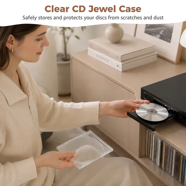 Alt view image 2 of 5 - 25 Pcs CD Jewel Cases, Clear Standard Blank CD Case, Sturdy Thickened, DVD Protection Cover