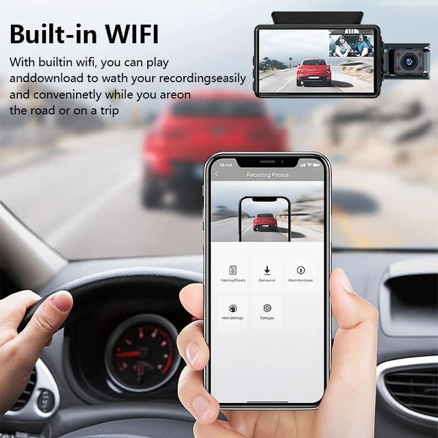 Alt view image 4 of 5 - Dash Cam Front and Rear, 1080P Dual Dash Camera, WiFi & App Control, IR Night Vision, 170 Wide Angle, G-Sensor, Parking Mode, 24/7 Loop Recording, 64GB Micro SD Card Included Black