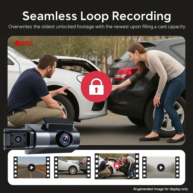 Alt view image 3 of 5 - Dash Cam Front and Rear, 1080P Dual Dash Camera, WiFi & App Control, IR Night Vision, 170 Wide Angle, G-Sensor, Parking Mode, 24/7 Loop Recording, 64GB Micro SD Card Included Black