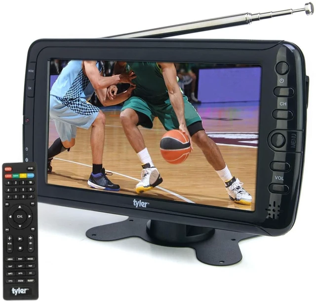 Main image of Tyler 7" Portable TV LCD Monitor Rechargeable Battery Powered Wireless Capability HD-TV, USB, HDMI Input, AC/DC, Remote Control Built in Stand Small for Car Kids Travel