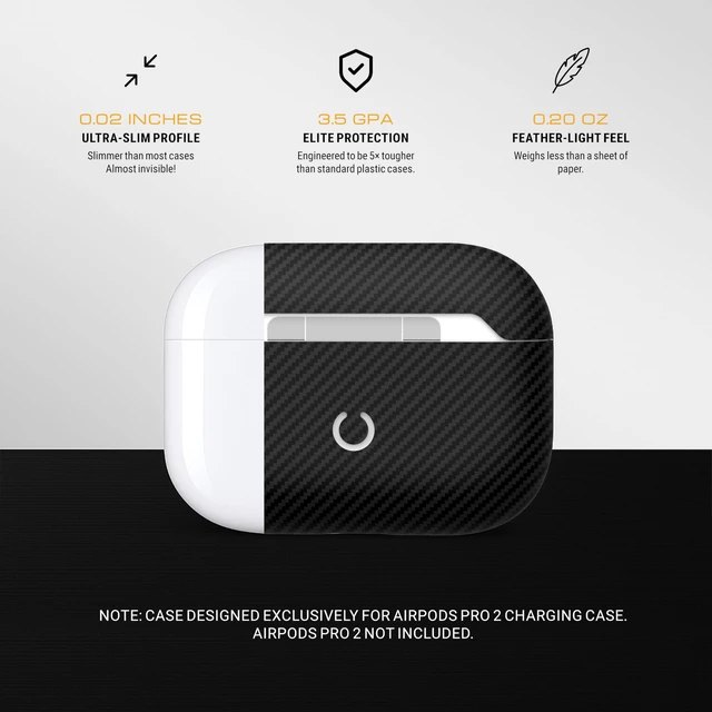 Alt view image 3 of 5 - Delfy AirPods Pro (2nd Gen), 100% Real Aramid Fiber, Lightweight Case ^^ Classic Edition ^^ Ultra-Thin & Durable 0.6 mm Aramid Fiber ^^ Precision Laser-Cut ^^ Full Protection ^^ Luxuary case