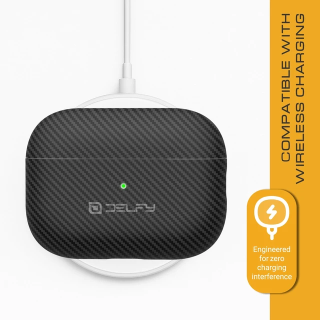 Alt view image 2 of 5 - Delfy AirPods Pro (2nd Gen), 100% Real Aramid Fiber, Lightweight Case ^^ Classic Edition ^^ Ultra-Thin & Durable 0.6 mm Aramid Fiber ^^ Precision Laser-Cut ^^ Full Protection ^^ Luxuary case