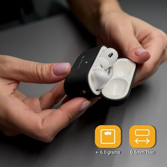 Alt view image 5 of 5 - Delfy AirPods Pro (2nd Gen), 100% Real Aramid Fiber, Lightweight Case ^^ Classic Edition ^^ Ultra-Thin & Durable 0.6 mm Aramid Fiber ^^ Precision Laser-Cut ^^ Full Protection ^^ Luxuary case
