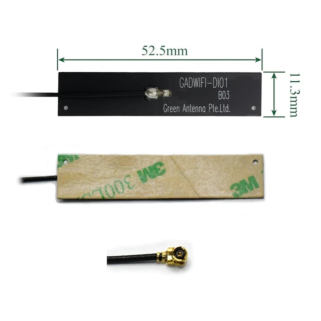 Alt view image 2 of 2 - Dual Band WiFi Antenna, 2.4GHz/5GHz FPC, IPEX1 Connector with Various Cable Length, 7-Pack, Black (15CM Cable Length)