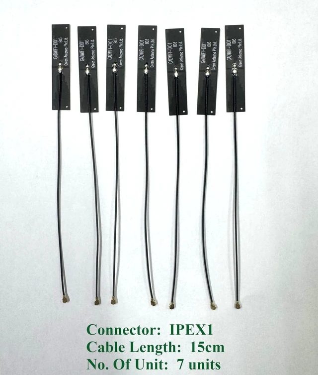 Main image of Dual Band WiFi Antenna, 2.4GHz/5GHz FPC, IPEX1 Connector with Various Cable Length, 7-Pack, Black (15CM Cable Length)