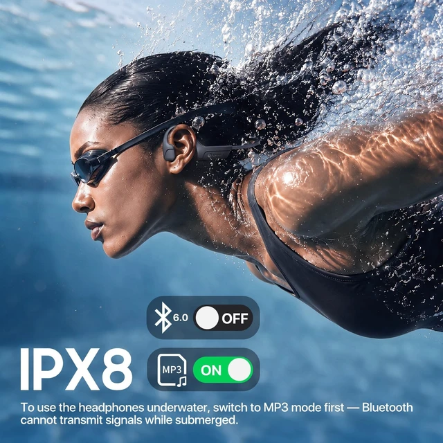 Alt view image 2 of 5 - Bone Conduction Headphones, IPX8 Waterproof Swimming wireless Headphone