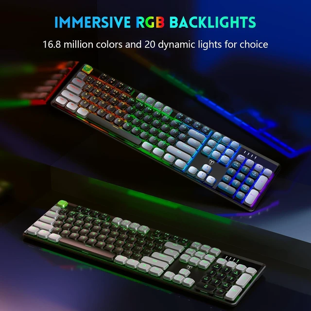 Alt view image 3 of 5 - Wireless Mechanical Keyboard Gaming, Bluetooth/2.4G/USB-C, Red Switches