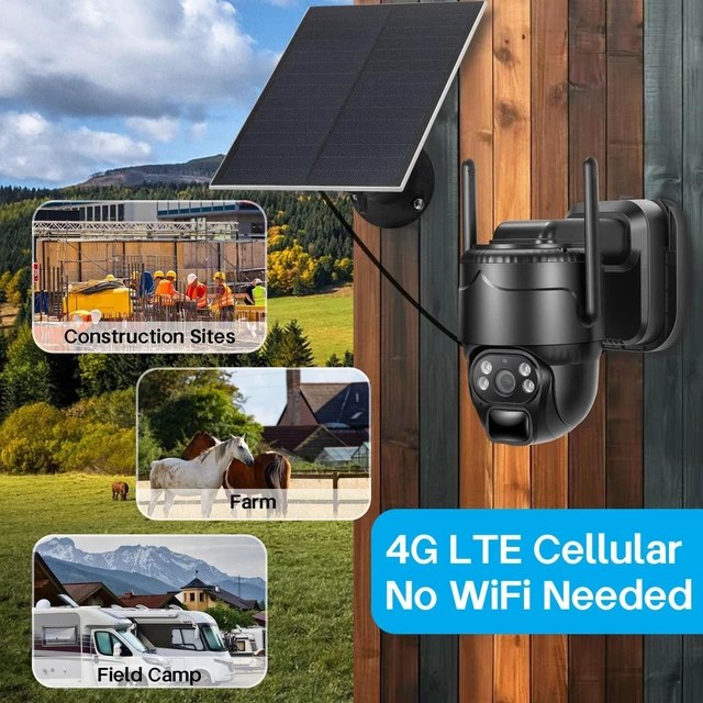 Alt view image 2 of 5 - Eaula Videns 4G LTE Cellular Solar Security Camera Wireless Outdoor, No WiFi Solar Powered Camera, 360 Live View, 2K Color Night Vision, PIR Motion Sensor, 2 Way Talk, Built in SIM Card